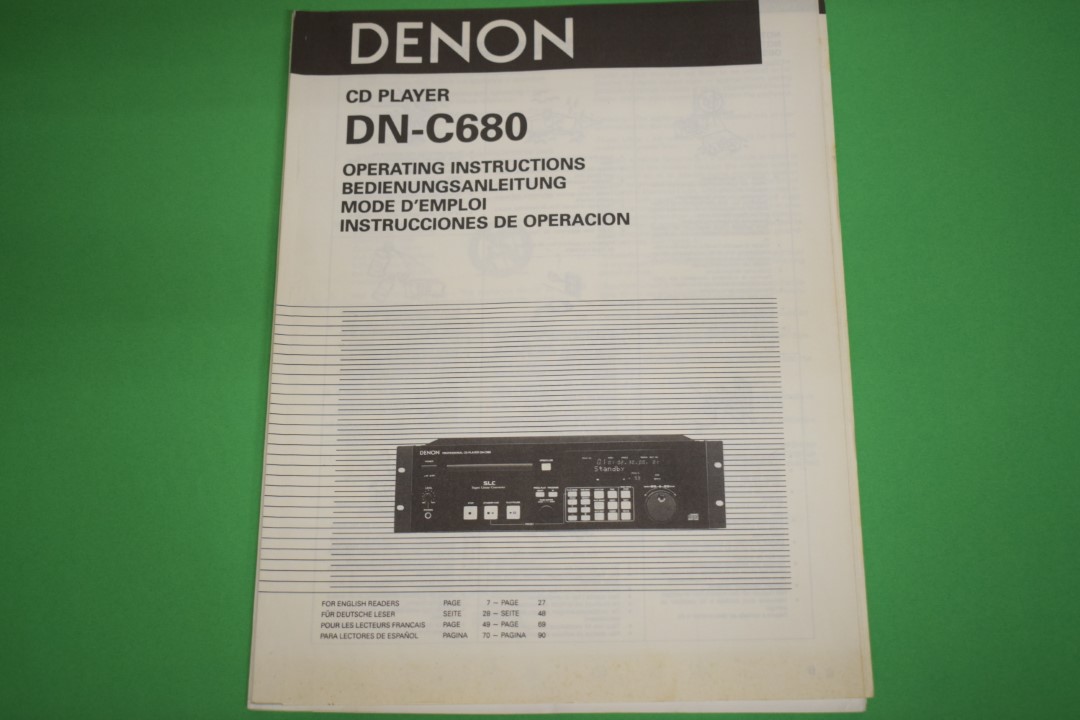 Denon DN-C680 CD Player User Manual  			